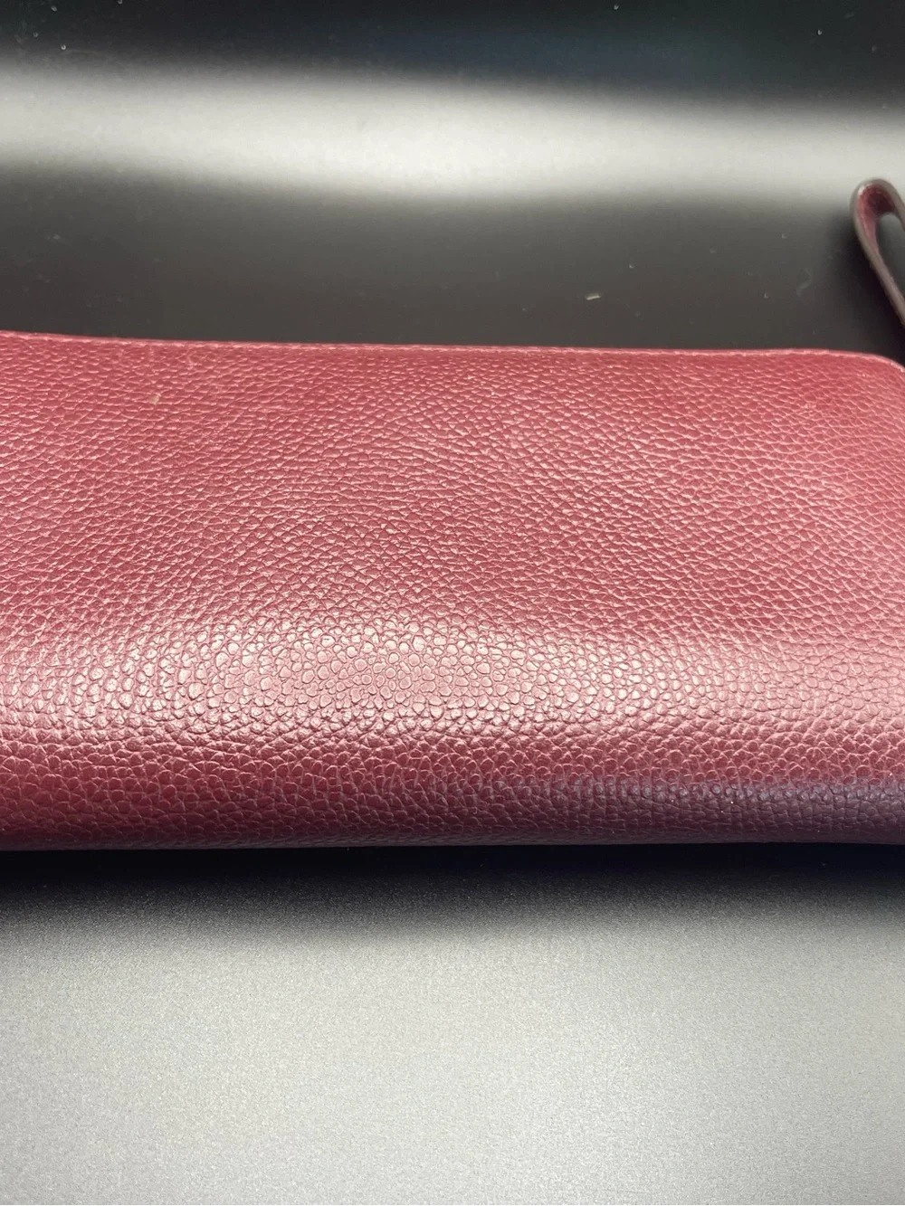 Michael Kors Oxblood Zip-Around Pebbled Leather Wallet with Gold Hardware